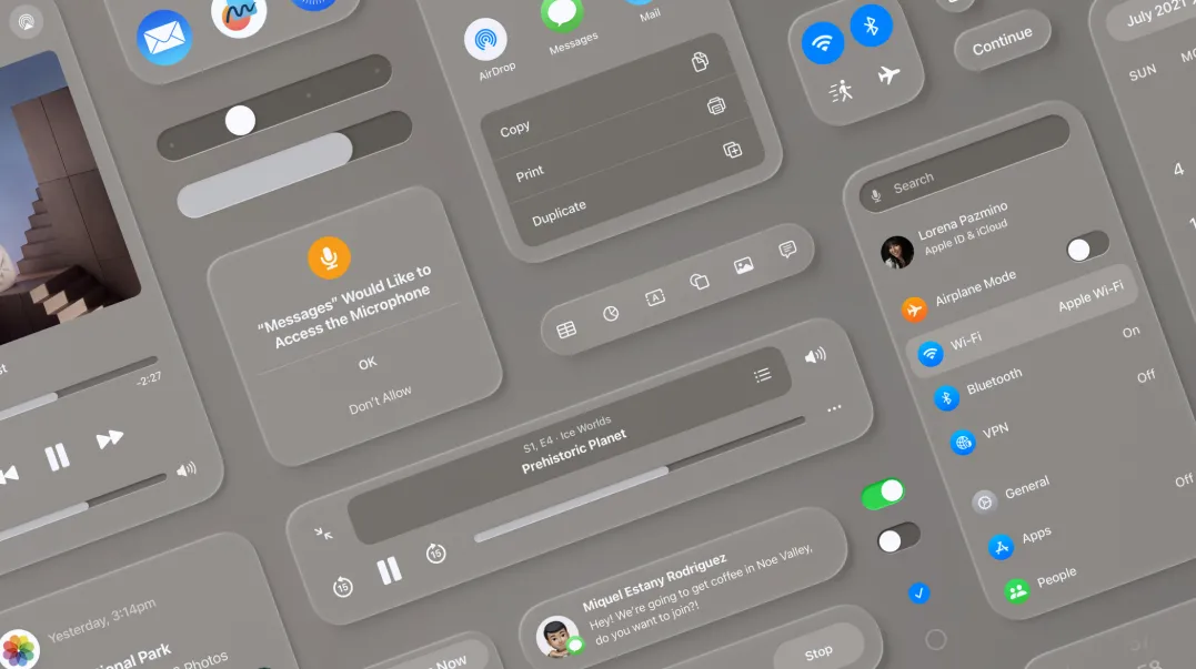 Flat UI of Apple VisionUI